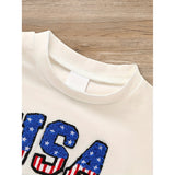 Infant Baby Boy 4th Of July Outfit Set USA Letter Print Color Block