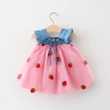 (0-3 Years) Summer New Girls Dress Small Flying Sleeve Bow A-child