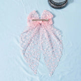 1pc Girls Wedding Decor Embroidery Lace Bow Long Tail Hair Accessory