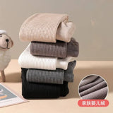 Autumn Winter New Thin Plush Vertical Stripe Solid Color Girls'