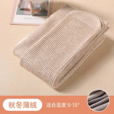 Autumn Winter New Thin Plush Vertical Stripe Solid Color Girls'
