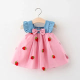 (0-3 Years) Summer New Girls Dress Small Flying Sleeve Bow A-child