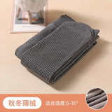 Autumn Winter New Thin Plush Vertical Stripe Solid Color Girls'