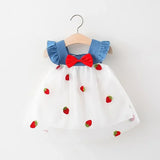 (0-3 Years) Summer New Girls Dress Small Flying Sleeve Bow A-child