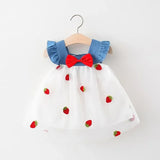 (0-3 Years) Summer New Girls Dress Small Flying Sleeve Bow A-child