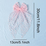 1pc Girls Wedding Decor Embroidery Lace Bow Long Tail Hair Accessory