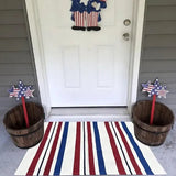 1pc 4th Of July Patriotic Door Mat - Blue White Red Striped Welcome