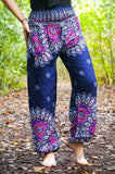 Blue FLORAL MANDALA Women Harem Pants Boho Pants Hippie